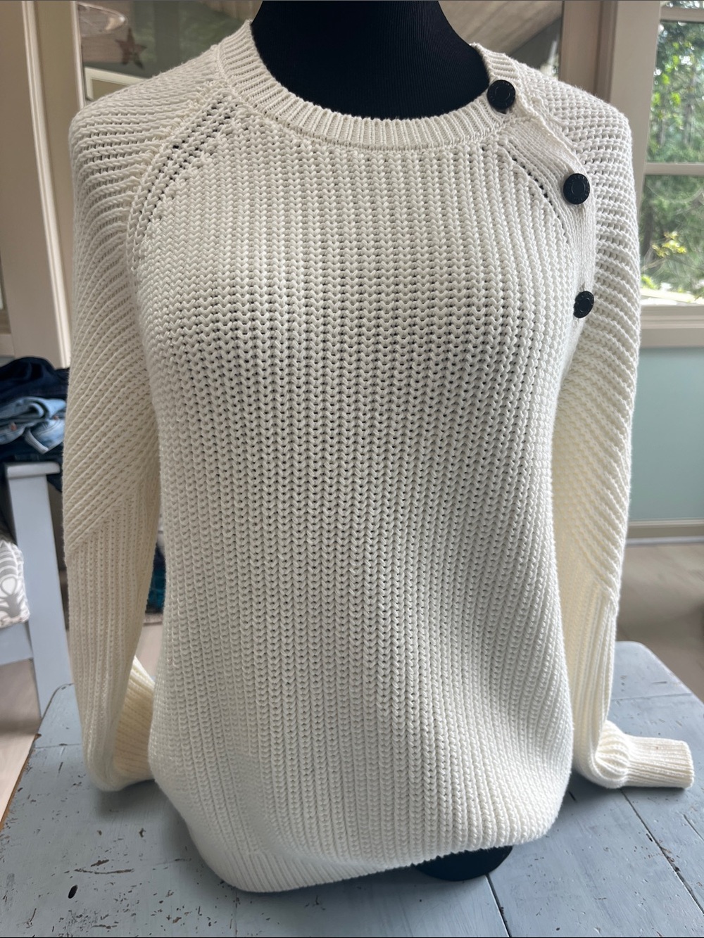 Closed Cream Button-Detail Knit Sweater